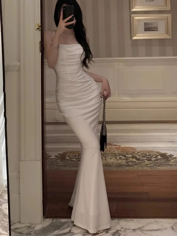 Elegant Sexy Bodycon Mermaid Strap Evening / Party Solid Long Dress