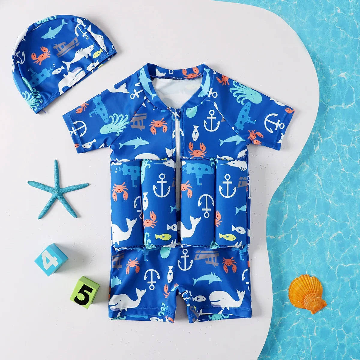 🌊 Kids’ Floating Swimsuit Set – Detachable Buoyancy Swimwear + Swim Cap for Boys & Girls! 🏊‍♂️🏊‍♀️